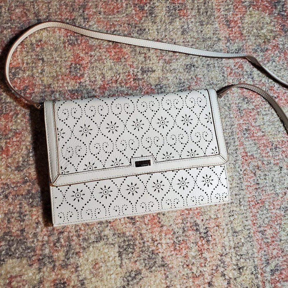 Lodis  Light Gray Cross Body Bag with Perforated Leather Design-Magnet Closure